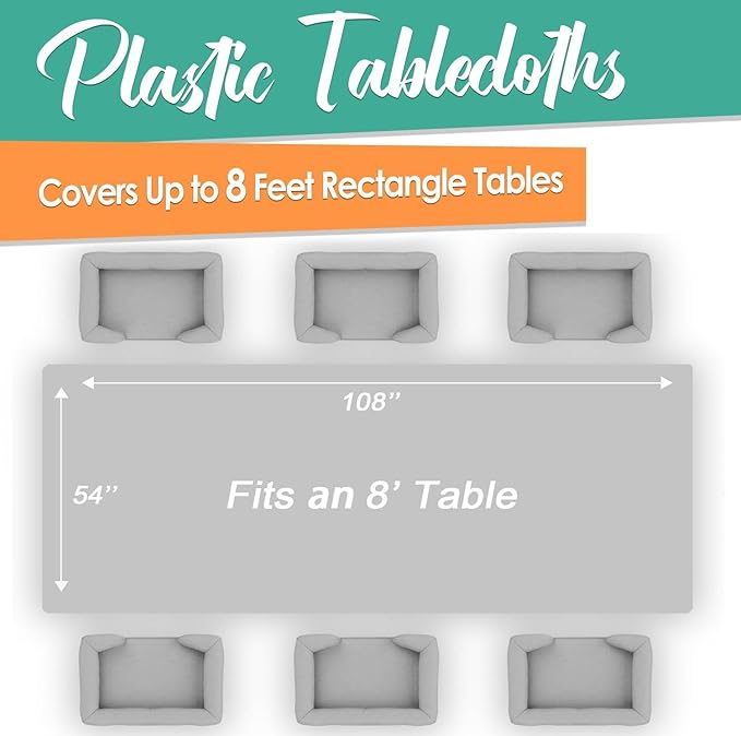 3 Pack Orange Disposable Tablecloth, 54 x 108 inch Dining Table Cover for Rectangle Table, Orange Disposable Tablecloths for Decor Parties, Birthday, Bridal Shower, Wedding