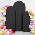 Dofilachy Arch Backdrop Cover - Stretchy Fabric for Wedding Arch Stand, Set of 3 Spandex Covers (4FT, 5FT, 6FT, Black)