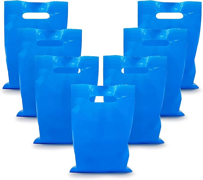 TOSPARTY 40PCS Blue Plastic Gift Bags Easter Candy Bag Die Cut Bags are Sturdy Party Assorted Plastic Candy Easter Gift Bag