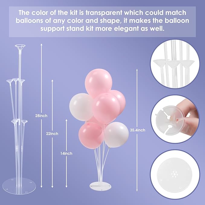 6 Sets Balloon Stand Kits, Balloon Sticks with Base for Table Centerpieces Graduation Birthday Baby Shower Gender Reveal Party Decorations