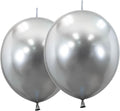 Link Balloons 12 Inch - 100 Pcs Quick Link Balloon Latex Linking Balloons Connected Linkable Balloon Birthday Wedding Party Decorations(Silver)