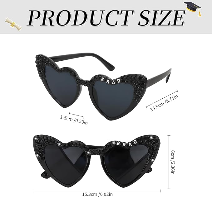 Jaciya Graduation Glasses for Women 2026 - Sparkly GRAD Sunglasses for Photo Booths, Party Favors, Grad Decorations
