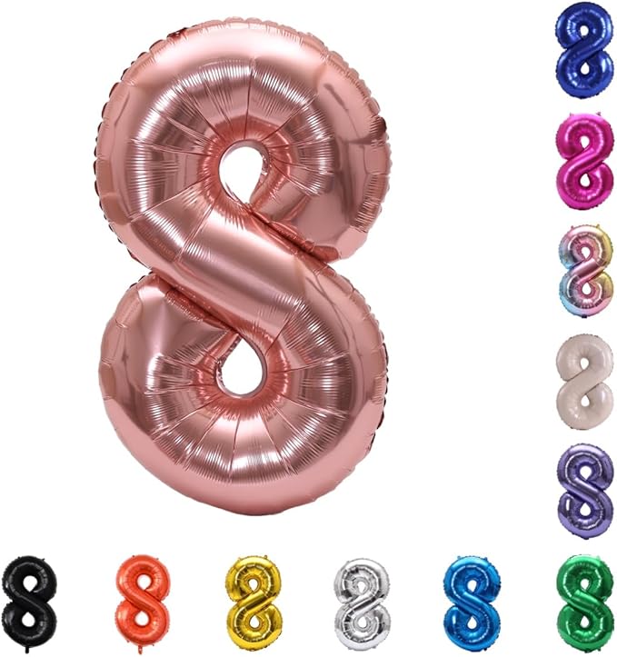 YPSelected 32 Inch Large Foil Helium Number Balloon Birthday Wedding Party 0-9 (Rose Gold, 8)