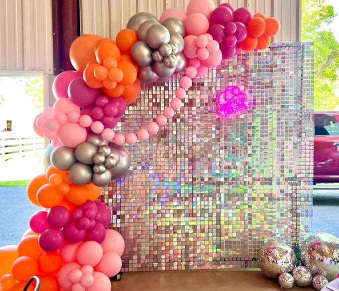 Shimmer Wall Backdrop - 24pcs Decorations Panel | Wedding, Birthday, Anniversary, Engagement & Bridal Shower Party Decor Panel (Iridescent Silver)