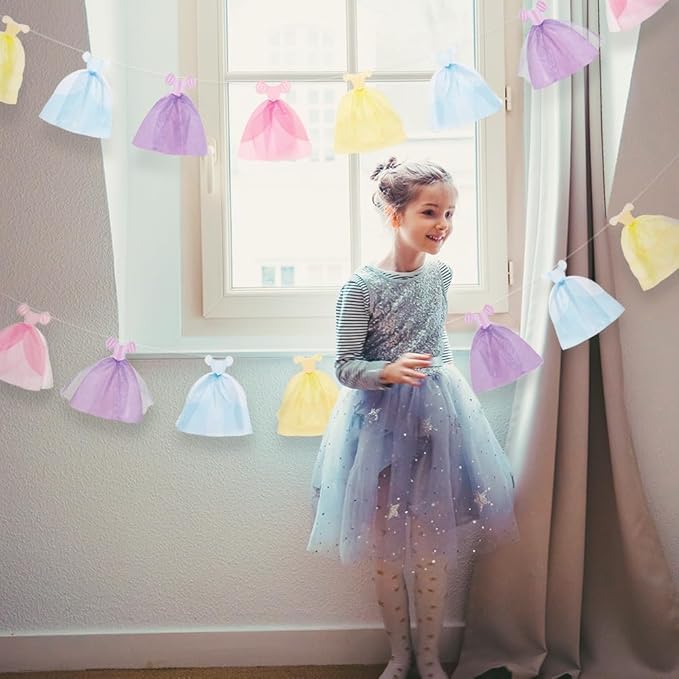 Cheerland Ball Gown Princess Party Banner Royal Theme Decorations Dress Cutout Garland for Birthday Girls Sleepover Baby Shower Gender Reveal Classroom Decor Tea Party Celebrations and Supplies 2 pcs