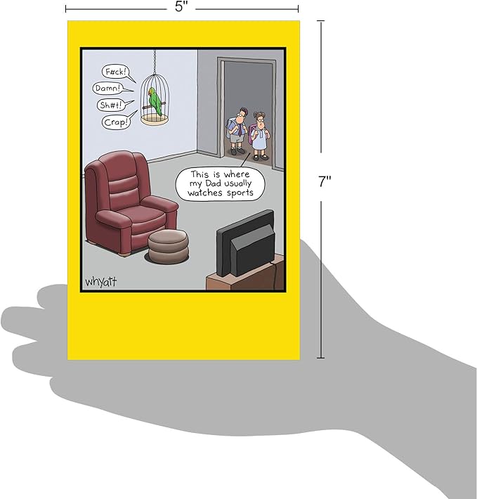 NobleWorks - 1 Hilarious Greeting Card for Birthday - Funny Birthday Cartoon, Comic Notecard - Sports Parrot C2660BDG