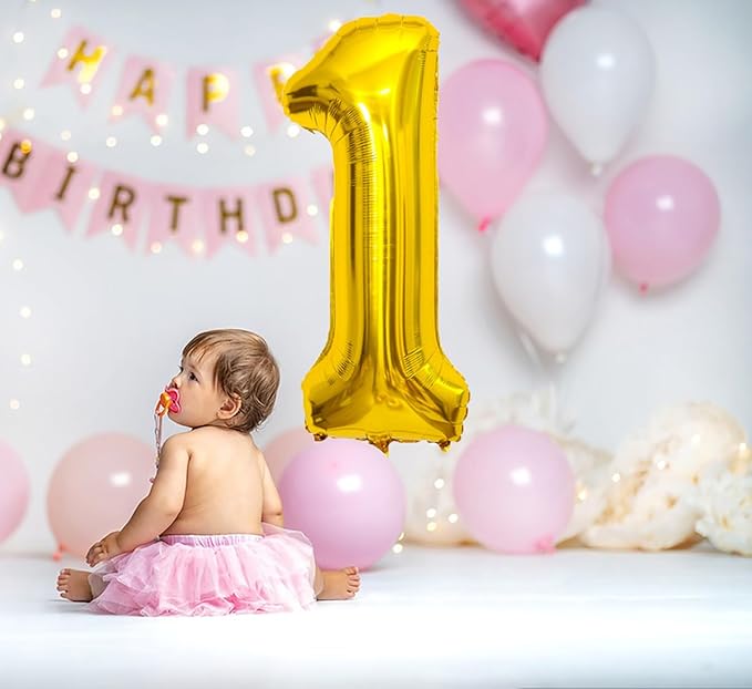 40 Inch Large Gold Number 1 Letter Balloon, Alphabet Letter Mylar Foil Helium Big Number Balloons for Birthday Anniversary Party Graduations Festival Decorations