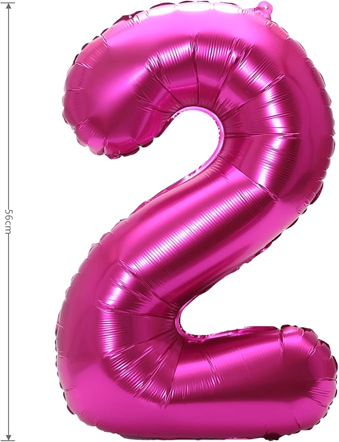 YPSelected 32 Inch Large Foil Helium Number Balloon Birthday Wedding Party 0-9 (Rose Red, 2)