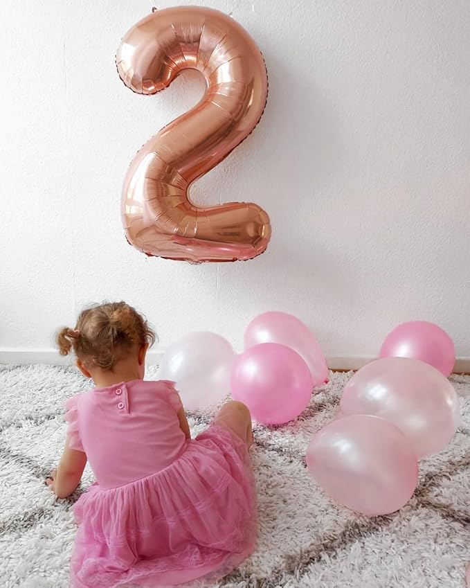 Rose Gold Number 7 Balloon 40 Inch, 7 Balloon Number, 7th Birthday Decorations, Rose Gold Party Supplies for Boys Girls