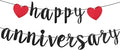 Happy Anniversary Banner, Glitter Wedding Anniversary Romantic Decorations No DIY Banners for Baby Shower Couples Birthday Party New Year(Black)