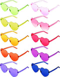 TOODOO 10 Pairs Heart Shaped Sunglasses Rainbow Sunglasses Candy Color Rimless Glasses for Women Girl Party Favor