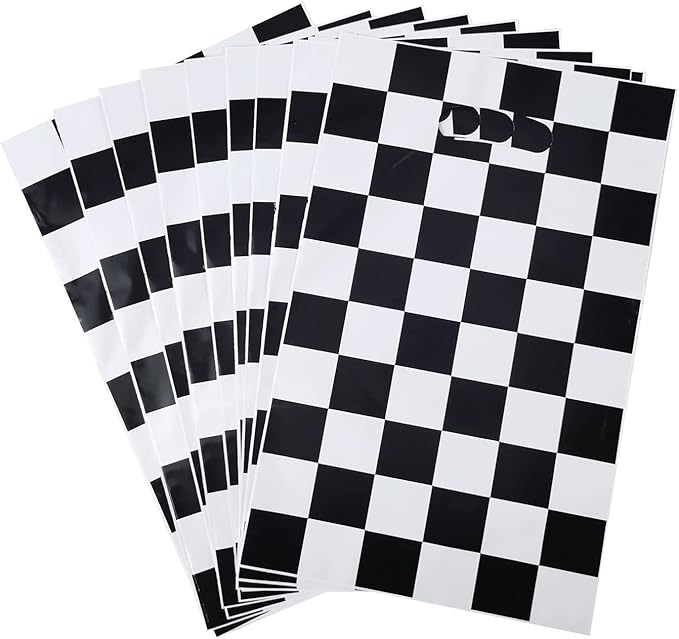 Rainmae 50 Pcs Race car Goodie Gift Bags, Racing Treat Gift Bags, Candy Party Favors Bags, Black and White Checkered Party Supplies for Two Fast Themed Kids Birthday Baby Shower Party Decoration