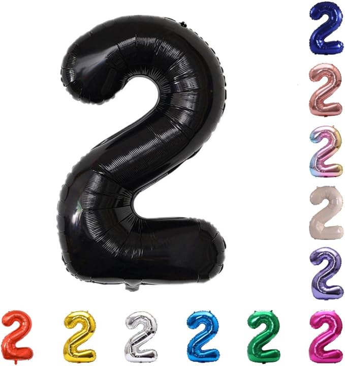 YPSelected 32 Inch Large Foil Helium Number Balloon Birthday Wedding Party 0-9 (Black, 2)