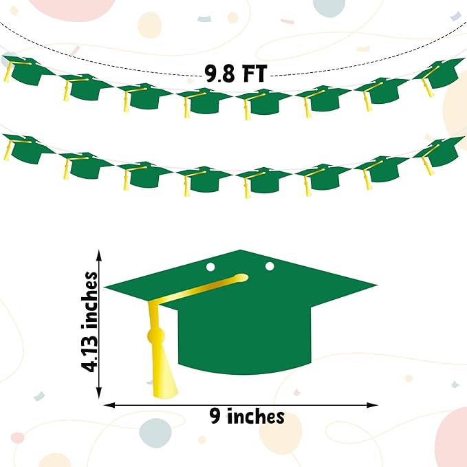 16PCS Green 2025 Graduation Banner, Class of 2025 Banner, Glitter Congrats Grad Banner, High School College Graduation Party Decorations Supplies Decor