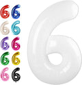 White 40 Inch Mylar Foil Number 6 Balloon, Birthday Digital Balloons for 6 16 Boy Girl Party Decorations Supplies, White Big Helium Balloon Numbers for 26 36 46 60 Men Women Anniversary