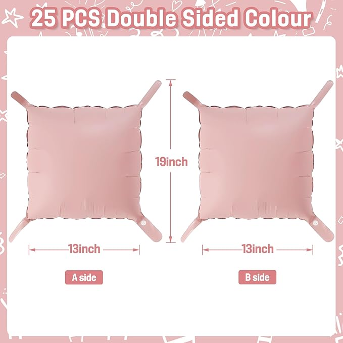 Pastel Pink Square Foil Balloons Wall, Double Sided Cream Light Baby Pink Balloons Tunnel Arch Kit Backdrop for Baby Shower Girls Birthday Bridal Princess Bachelorette Wedding Party Decorations