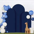 Navy Arch Set - 3 Round Top Wedding Arch Covers - Spandex Backdrop Fabric - 5FT, 6FT, 7FT - Stretchy Decorative Supply for Baby Showers