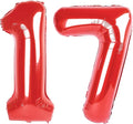 40 Inch Red Number 17 Digital Balloon,Jumbo Mylar Foil Helium Balloon for 17 Balloons for Birthday Party,Wedding Anniversary Party Decorations