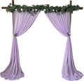 EHLDekol Sheer Chiffon Backdrop Curtains 10ft x 10ft (5ft x 2Panels)， Chiffon Fabric Drapes for Wedding, Long Sheer Curtain for Living Room, Arch Party Stage Decoration (Lavender, 120 x 120 Inch)