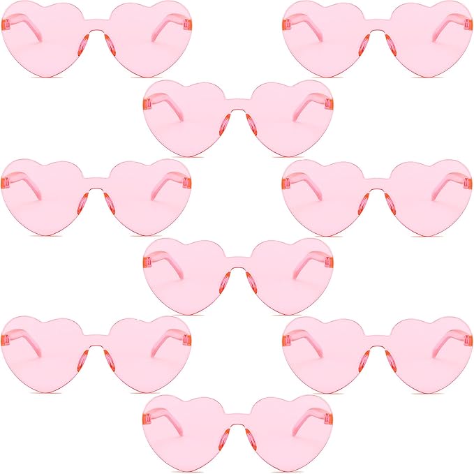 9 Pack Heart Shaped Sunglasses Rimless Heart Glasses for Bachelorette Party Birthday Decorations Party Favors
