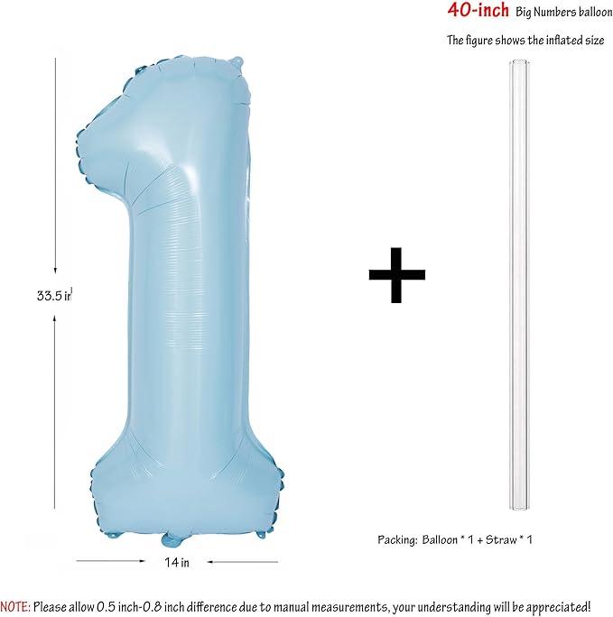 40 In Matte Blue Number Balloons Helium Foil Mylar Balloon Birthday Party banquet Decoration Digital 1