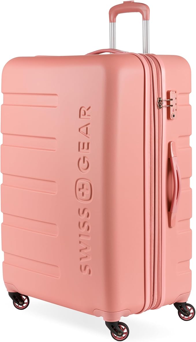 SwissGear 7366 Signature Hardside Expandable Luggage with Spinner Wheels, TSA Lock, Coral Almond, Checked-Large 27-Inch