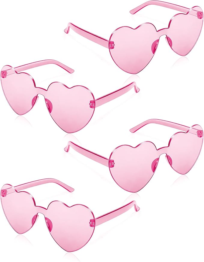 4 Pairs Heart Sunglasses for Women Heart Shaped Sunglasses Bulk Pink Heart Glasses for Party Favor