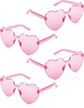 4 Pairs Heart Sunglasses for Women Heart Shaped Sunglasses Bulk Pink Heart Glasses for Party Favor