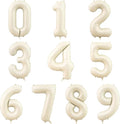 Number Balloons 16 Inch Sand White 0-9 Number Foil Balloons 14 Pcs Custom Digital Balloons for Party Decorations New Years Eve Party Birthday Graduations Anniversary Baby Shower