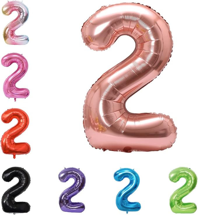 40 Inch Large Foil Helium Number Balloon Birthday Wedding Party 0-9 (Rose Gold, 2)