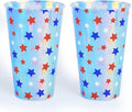 xo, Fetti Fourth of July Decorations Iridescent Plastic Cups - 16 Disposable 16 oz Cups | USA Party Favors, American Flag Party Supplies, 4th of July Decorations, Red White and Blue Decor
