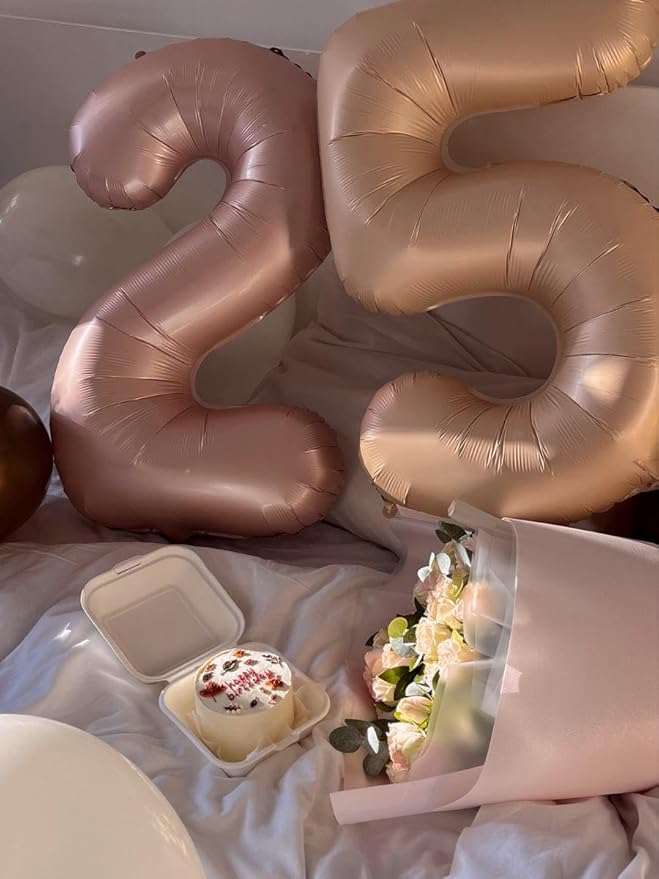 Big 40 Inch Light Brown 2 Number Balloon Birthday Decoration, 2026 Light Brown Number 2 Helium Balloons 12 20 22 23 24 26 28 32 42 Celebration, Boy Girl Baby Anniversary Party Graduations Supplies