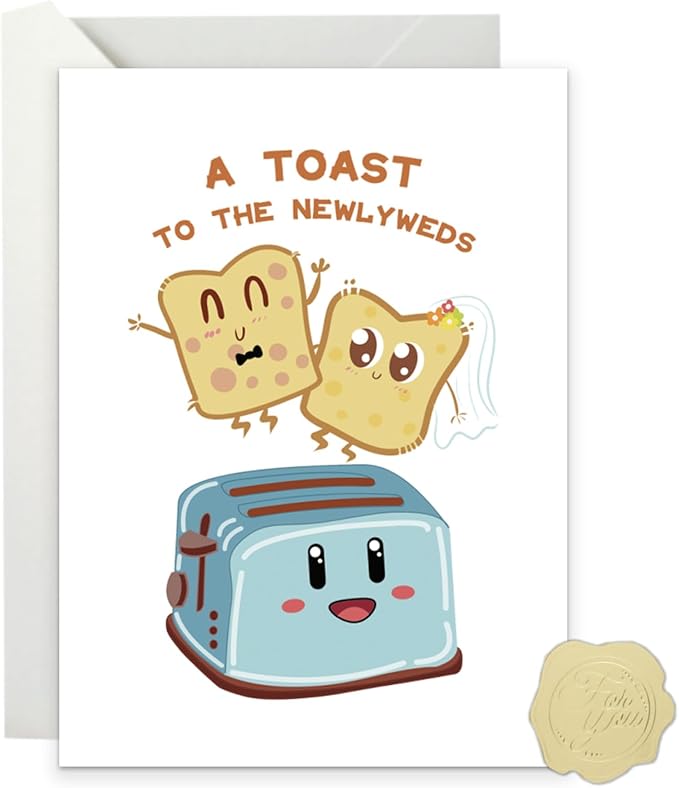 Wedding Card - Engagement Congratulation Cards - Bridal Shower Card - Funny Wedding Cards for Couple ‘A Toast to the Newly Weds’