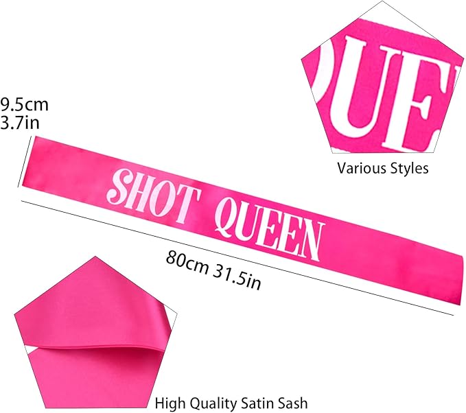 12 PCS Bachelorette Sashes Set, Bride to Be Team Bride Sash Maid of Honor Bridesmaid Sash for Bridal Shower and Hen Party Decorations Favors, Hot Pink