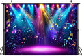 AIIKES 8x6ft Rainbow Stage Photography Backdrop1980s Colorful Disco Backdrop Rock Music Glow Neon Dance Birthday Party Decorations Backdrop XY142