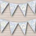 Baby Blue Drawn Floral Age Personalized Birthday Party Bunting - Hanging Party Decoration - Birthday Party Banner Garland | Decorative Party Supplies
