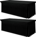 Smiry Spandex Tablecloth 2 Pack, Elastic Fitted Stretch Tablecloth for 6FT Rectangle Tables, Waterproof Washable Table Cover Skirt for Outdoor, Wedding, Banquet & Parties (Black, 72Lx30Wx30H Inch)