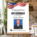 Custom Patriotic Military Retirement Party Welcome Sign - Personalized Army Retirement Celebration Welcome Poster - American Flag Theme Decor - Indoor/Outdoor Use - Multisizes