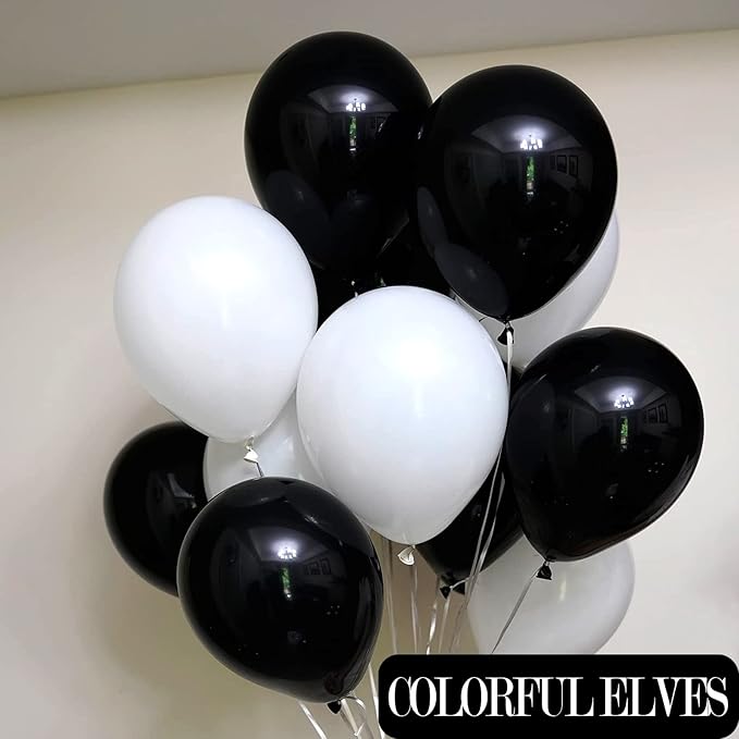 12 Inch 100 Pcs Metallic Chrome Black Balloons Latex Helium Shiny Thicken Balloons Party Decoration
