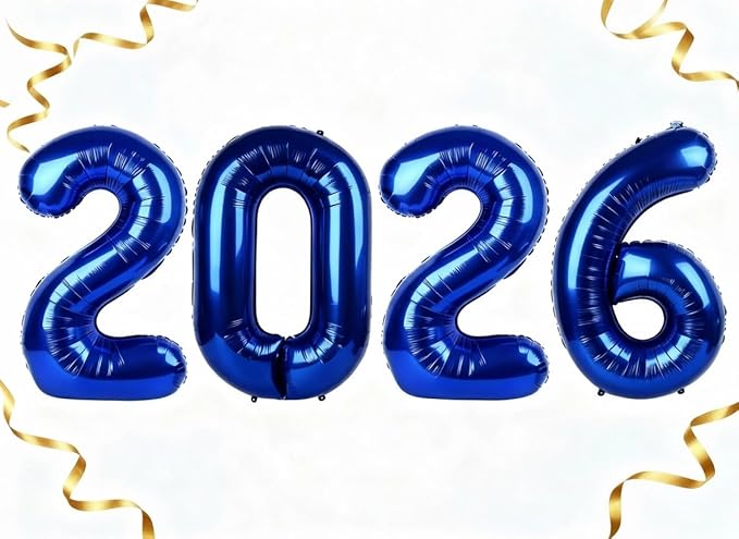 40 Inch Night Blue 2026 Balloon Numbers,2026 Night Blue New Years Eve Party Supplies,2026 Balloons Decorations for Happy New Year,Graduation Parties