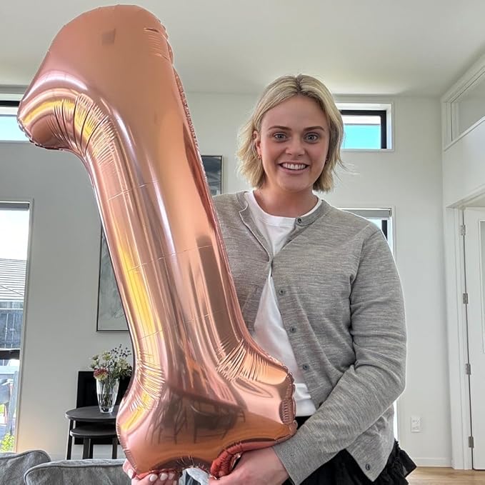 Rose Gold Number 6 Balloon 40 Inch, 6th Birthday Party Decorations for Children, Giant 6 Foil Balloon for Party Supplies