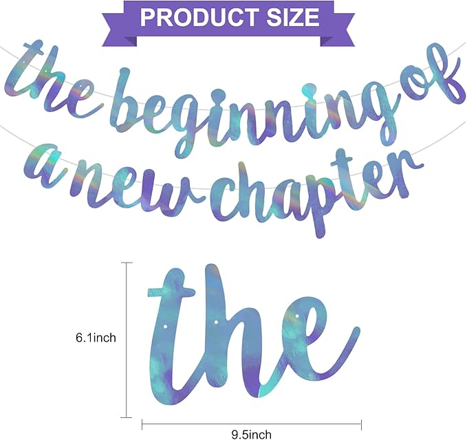 BEISHIDA Double-Sided Rainbow Blue The Beginning of A New Chapter Banner,Farewell Book Themed Housewarming Party Congratulations Decorations,Going away party Retirement Garland,Graduation Sign 2026 Banner