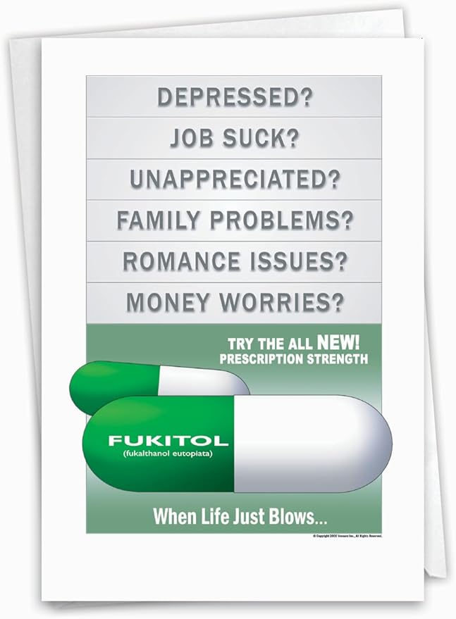 NobleWorks -1 Funny Birthday Card - Inappropriate Grown-Up Humor, Hilarious Birthdays (Buyer Discretion Advised) - Fukitol 0500