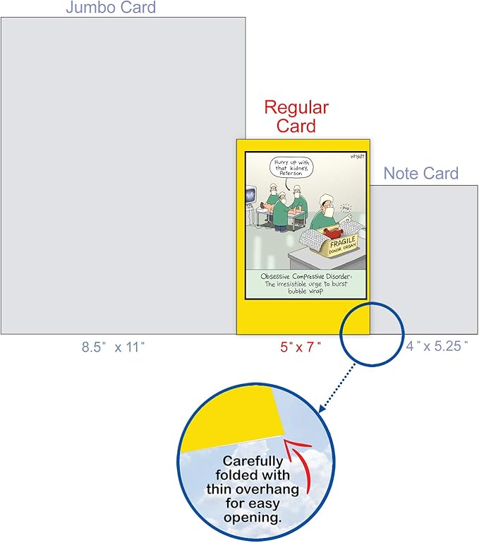 NobleWorks - 1 Hilarious Greeting Card for Birthday - Funny Birthday Cartoon, Comic Notecard - Obsessive Compression Disorder C4855BDG