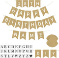 24 Pack Custom Banner Kit, DIY Customizable Personalized Flag Kit - Unique Hand Draw Yellow-Brown Banner with Letter Stencils - Handwriting Flag for Spring Decor Easter Home Office Party Decor