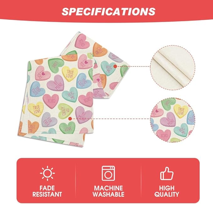 Artoid Mode Ture Love Heart Valentine's Table Runner, Seasonal Kitchen Dining Table Decoration for Home Party Decor 13x60 Inch