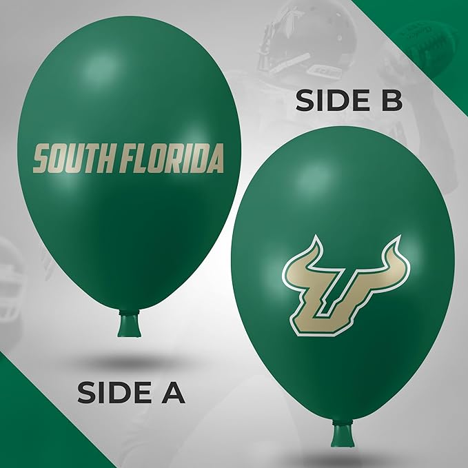 South Florida Bulls Balloons 10 Pack 11" Official Licensed Logos, Helium Quality Latex Balloons, Perfect for College Football Team Celebration, Decorated Front and Back by Westrick