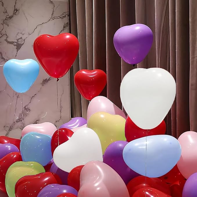 10-inch Heart shaped balloons 10 Kinds of Mixed Color Latex Balloons for Valentines Day,Propose Marriage,Wedding Party.(red, purple,yellow,green,blue, pink, white,orange,etc.) (mixed, 50 pieces)