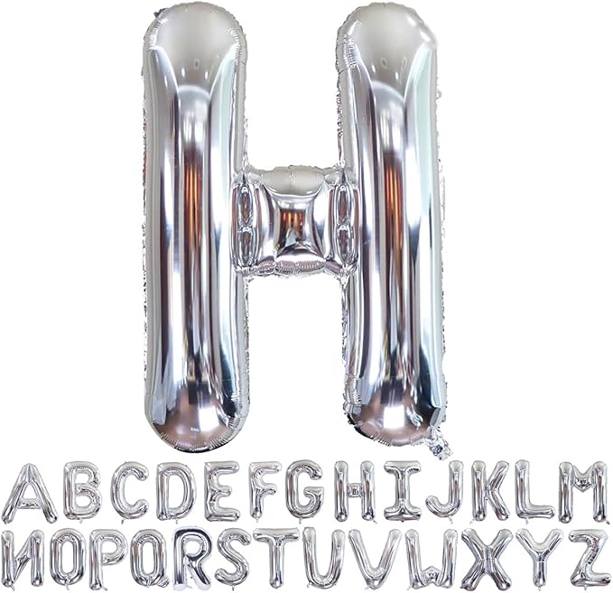 Silver Letter H Balloons 40 inch Large Alphabet H Balloons Silver Helium Foil Letter Balloon Banner for Birthday Party Anniversary Wedding Decoration