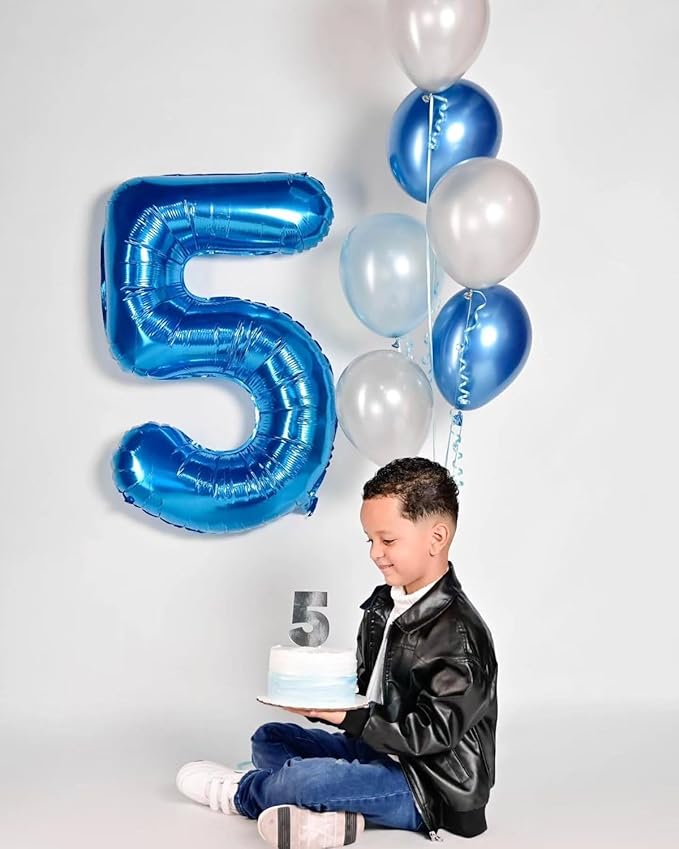 15 Number Balloons, Dark Blue Balloons for Man Woman 15th Birthday Decoration, Foil Number Ballon for 15, 51 Anniversary, Bridal Shower, Graduation, Halloween, Christmas, New Year